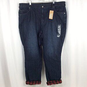 NWT Eddie Bauer Boyfriend Midrise Slim Flannel Lined Jeans Womens Plus Size 20W